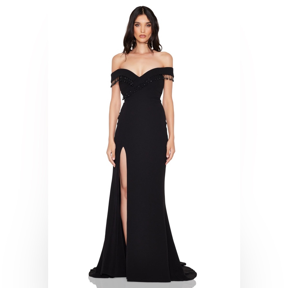 New Revolve NOOKIE CHICANE GOWN Dress off shoulder - BLACK